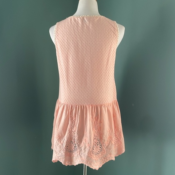 Suzanne Betro Peach Lace & Embroidered Peplum Top Medium - Picture 4 of 5